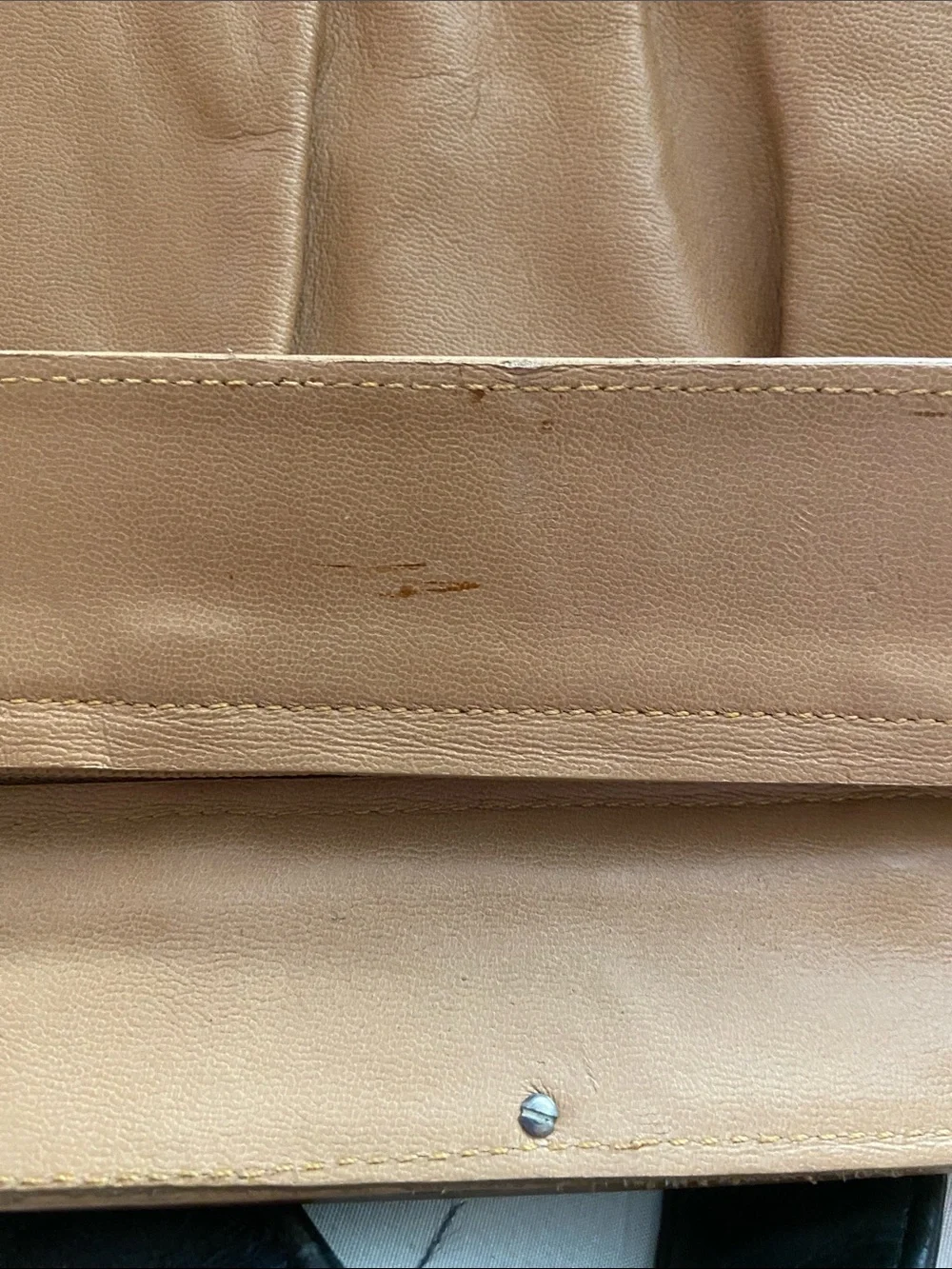 VTG JACARANDA TAN LEATHER CLUTCH PURSE Brazilian Rosewood 70s